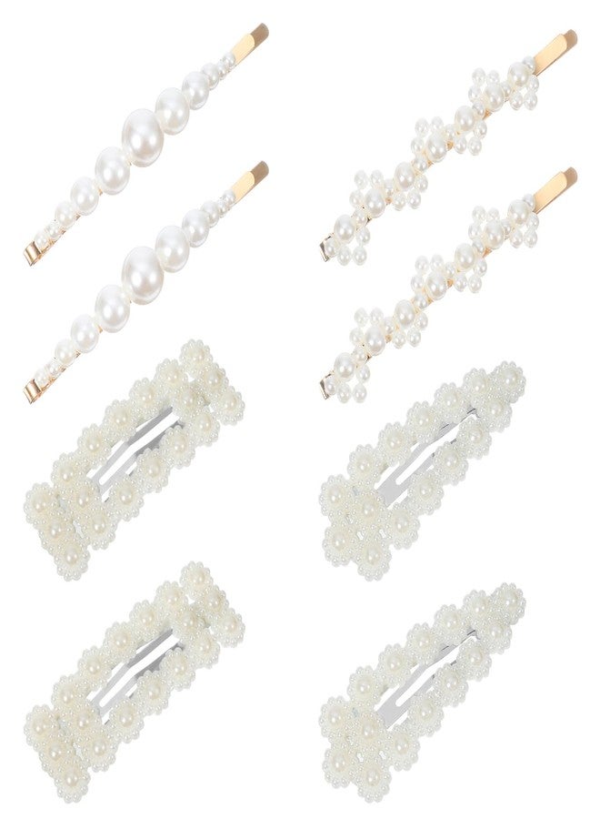 Ymapinc 8 PCS White Pearl Hair Pins for Women - Pearl Hair Clip Accessories, Cute Hairpins, Barrette Styling for Dating Daily Wear for Brides Bridesmaids - Image 1